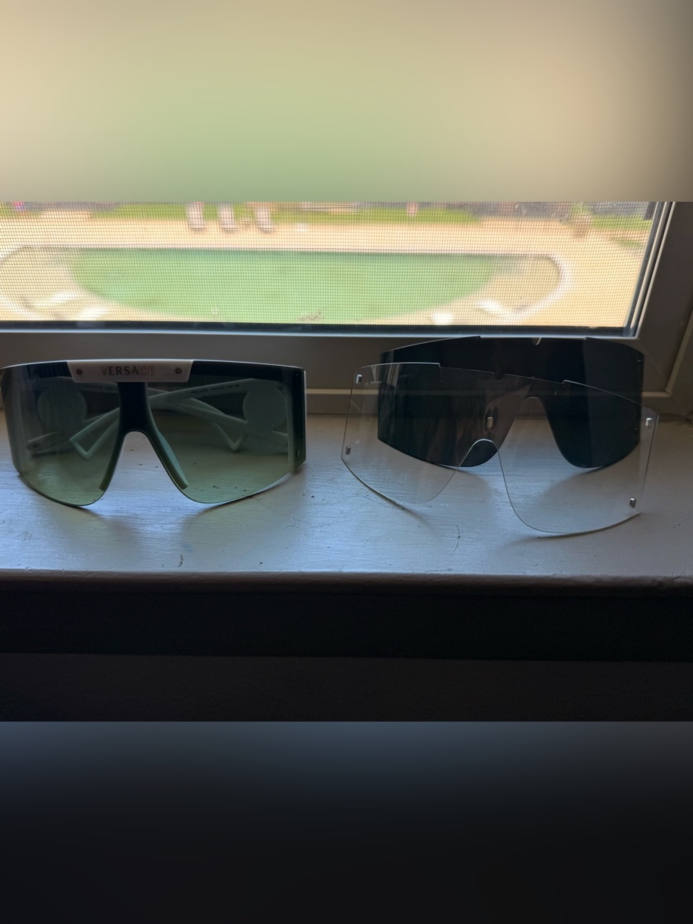 Versace White Shield Visor Sunglasses - Picture 7 of 7